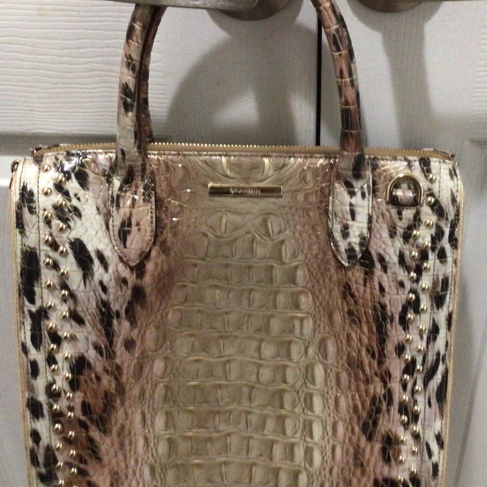 Brahmin Caroline Leather Beige Multi-Color Women's Bag